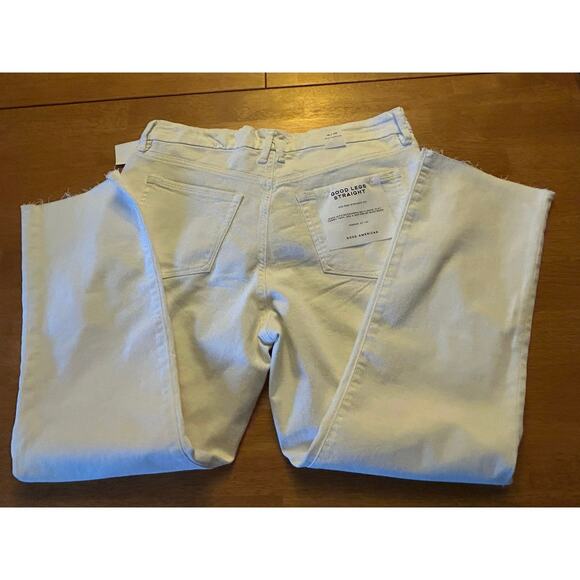 Good American Good Legs Straight Mid-Rise Jeans, Color White, Size 14 - Picture 8 of 8
